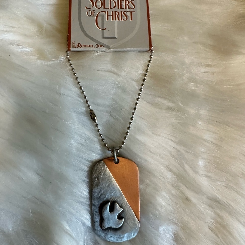 🩷5/$10 Roma Soldiers of Christ Necklace - Silver and Orange